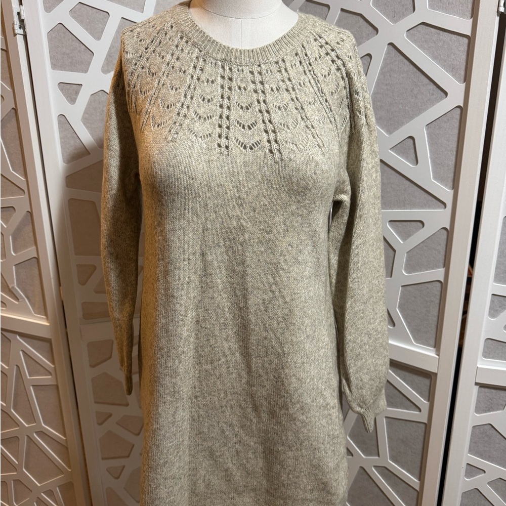 LOFT Cream Knit Sweater Dress